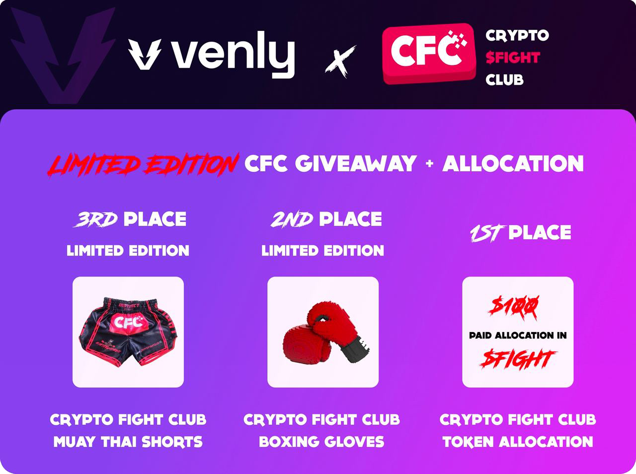Crypto Fight Club đồng hành cùng Venly để triển khai Sự kiện Giveaway với phần thưởng Fighting Gear NFT và allocation slot