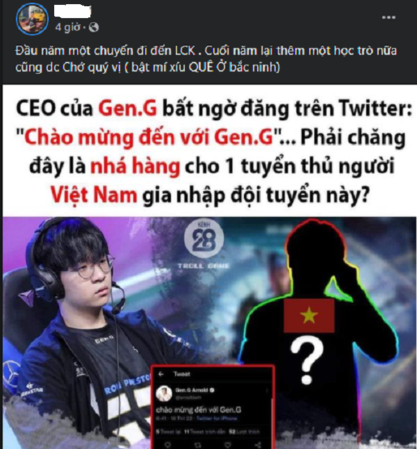 Gen.G có ngoại binh là tuyển thủ Việt Nam đầu tiên của khu vực LCK, có thể sát cánh cùng Chovy, Peanut ?