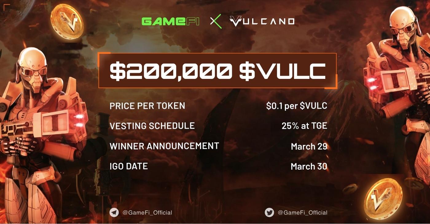 Vulcano (VULC) là dự án IGO tiếp theo trên GameFi.org