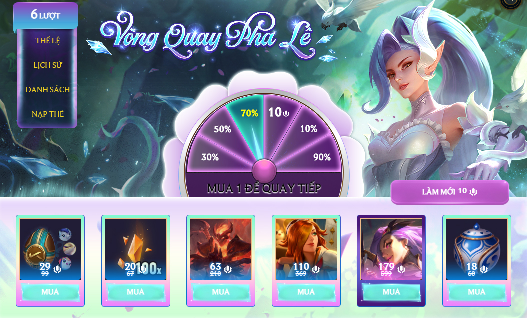 Tham gia "Vòng Quay Pha Lê" - Ưu đãi phủ phê, rinh skin chỉ với 10 RP từ 14/03 đến 20/03