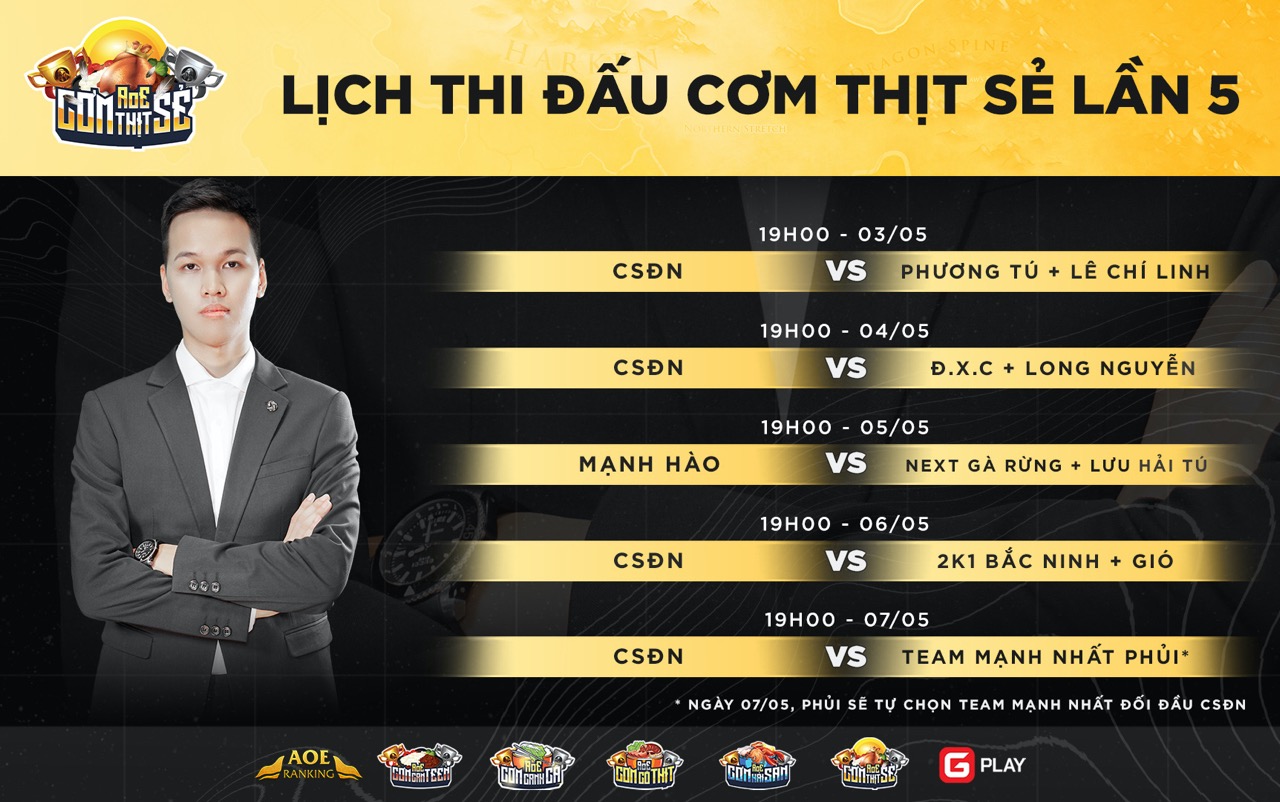 Lịch thi đấu AoE Cơm Thịt Sẻ 5: Lợi thế cho Team khách mời!