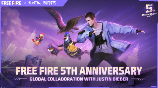 Free Fire (Lửa chùa): Kỷ niệm 5 năm phát hành với nội dung mới và có sự góp mặt của Justin Bieber